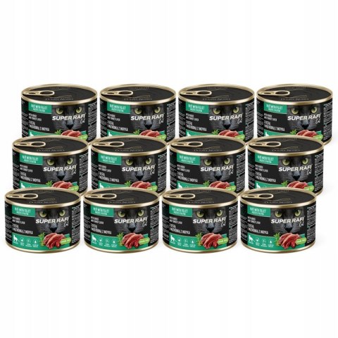 Mokra karma dla kotów Super Rafi 12x185g z gęsią i wątróbką z indyka