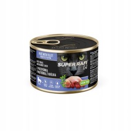 Mokra karma dla kotów Super Rafi 12x185g z przepiórką i wątróbką z królika