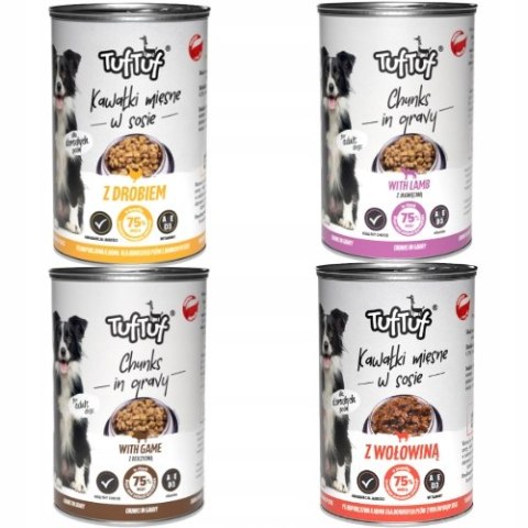 TUF TUF kawałki mięsne12x 415g dla psa mix smaków TUF TUF kawałki mięsne12x 415g dla psa mix smaków