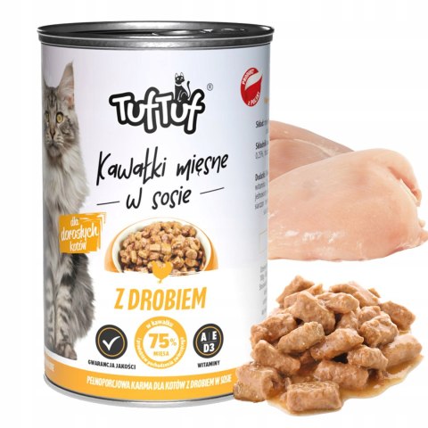 TUF TUF kawałki mięsne w sosie z drobiem puszka 415g dla kota