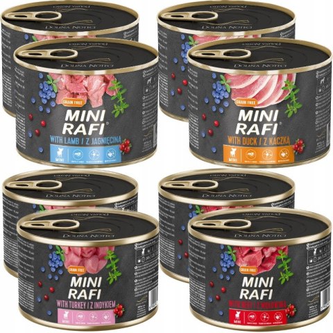 Mokra karma dla psa Dolina Noteci Mini Rafi mix 4 smaków 12x185g