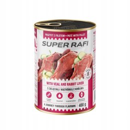 Super RAFI pasztet z filetem z cielęciną i wątróbką z królika puszka 400g