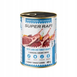 Super RAFI pasztet z filetem z jagnięciną i sercami indyka puszka 400g