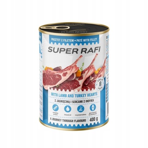 Super RAFI pasztet z filetem z jagnięciną i sercami indyka puszka 400g