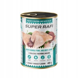 Super RAFI pasztet z filetem z perliczką i wątróbką wołową puszka 400g