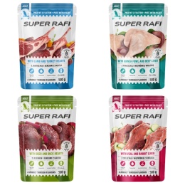 Super Rafi Mokra karma dla psa mix 4 smaków 20x500 g