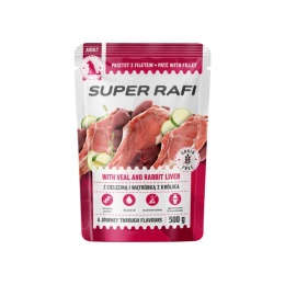 Super Rafi Mokra karma dla psa mix 4 smaków 20x500 g