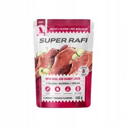 Super Rafi Mokra karma dla psa mix 4 smaków zestaw 24x500g