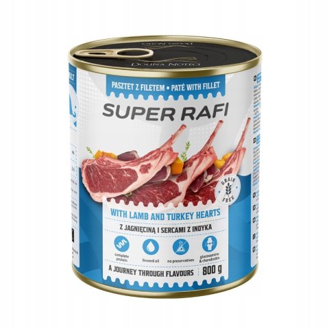Super Rafi Mokra karma dla psa z jagnięciną i sercami indyka 800 g