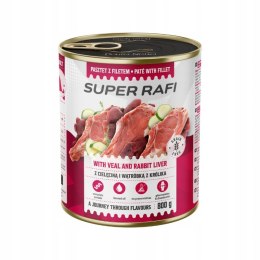 Super Rafi z filecikami mix 4 smaków dla psa puszka 12x800g