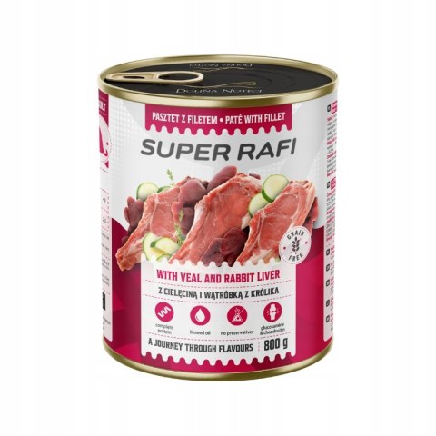 Super Rafi z filecikami mix 4 smaków dla psa puszka 12x800g