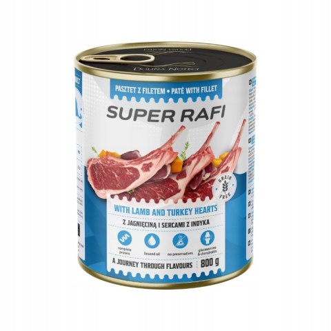 Super Rafi z filecikami mix 4 smaków dla psa puszka 12x800g